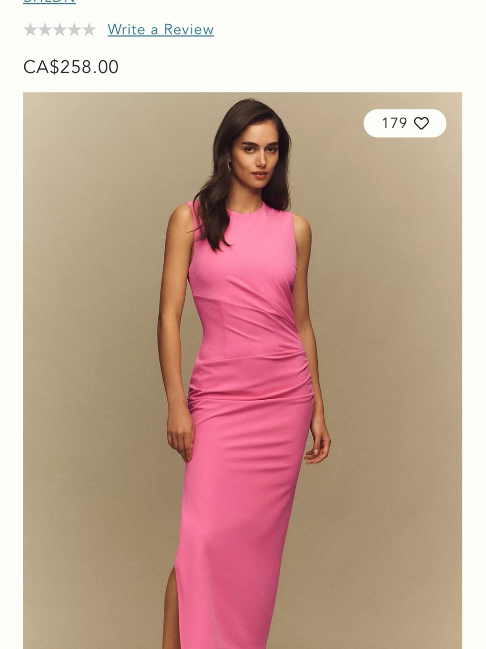 Anthropology Sleeveless Pink Ruched Sheath Dress